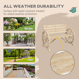 Outsunny 2-Seater Solid Fir Wood Garden Bench with Wagon Wheel Armrests and High Back – Outdoor Loveseat, Natural