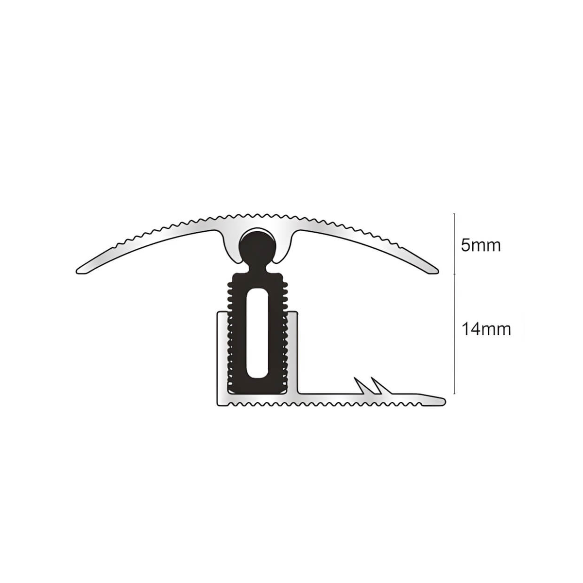 Genesis 40mm Aluminium Adjustable Height Door Threshold Strip with Easy Clip TTG Pivots – Carpet to Wood, Laminate & Tile