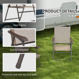 Outsunny Set of 2 Folding Garden Chairs with Breathable Mesh Seats & Powder-Coated Steel Frames, Mixed Brown