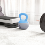 12kg Soft Kettlebell with Non-Slip Ergonomic Handle & Flat Base – Home Gym Weight, Light Blue & Grey