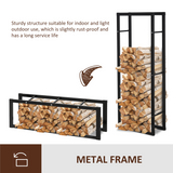 SPORTNOW 150cm Metal Firewood Log Holder Rack with Elevated Design, Balanced Base and Side Rails – Black