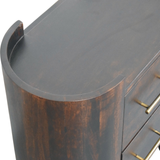 Artisan Furniture Solid Wood Valencia Two-Drawer Bedside Table, Curved Side Panels – Velvet Mocha, Dark Brown