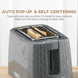 HOMCOM 1.7L Fast Boil Kettle and 2-Slice Toaster Set with 7 Browning Levels – Honeycomb Design, Grey