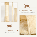 Pawhut 114cm Four-Tier Cat Tree with Sisal Posts, Condo and Dangling Toys – Indoor Activity Centre, Beige
