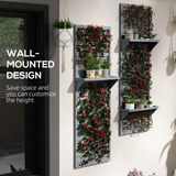 Outsunny Set of 2 Wall Mounted Plant Stands with Shelves & Slatted Trellis – Fir Wood Planters, Grey