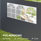 Outsunny Gazebo Replacement Side Wall Panels with Windows, 2-Piece Set, 3m x 2m – PE-Coated Oxford, Grey