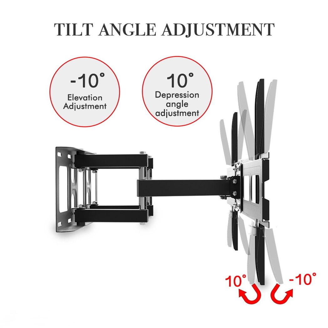 LEADZM TMDS-101 Double Pendulum TV Wall Mount for 32-70 Inch TVs with Tilt – 50kg Capacity, Black