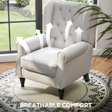 HOMCOM Retro Tufted Accent Armchair with Wooden Frame & Linen-Look Upholstery – Club Chair, Cream White