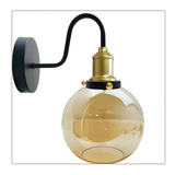 LEDSone Amber Glass Globe Wall Light with E27 Holder & Metal Back Plate – Modern Wall Sconce, Amber