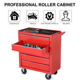 5-Drawer Steel Rolling Tool Cabinet with Castors – Workshop & Garage Storage, Red