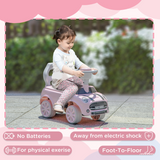 AIYAPLAY Foot-to-Floor Ride-On Car with Steering Wheel & Horn – Toddler First Ride-On, Pink