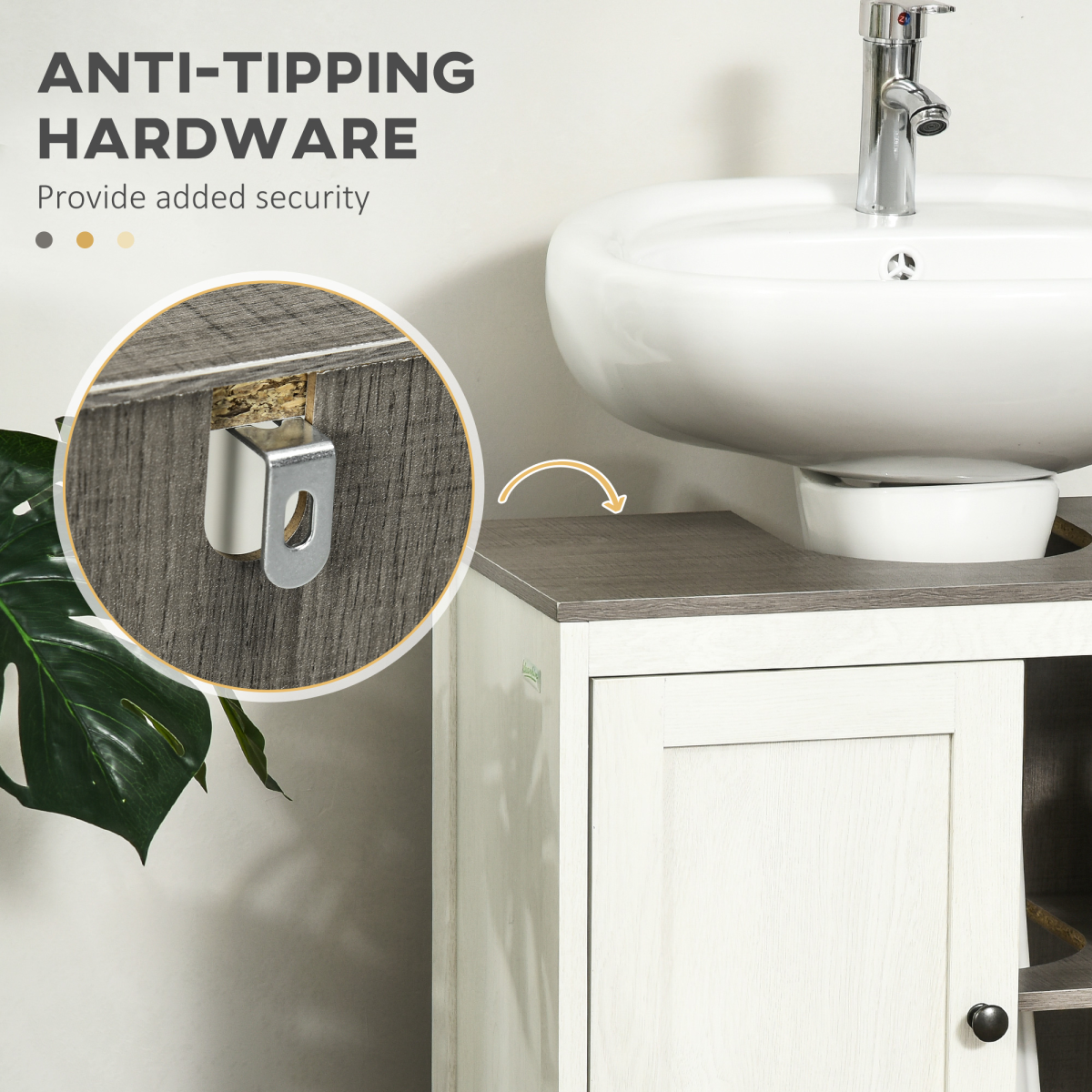 Kleankin Freestanding Under-Sink Bathroom Cabinet with Double Doors & Adjustable Shelf – White