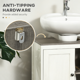 Kleankin Freestanding Under-Sink Bathroom Cabinet with Double Doors & Adjustable Shelf – White