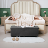 Storage Ottoman Bench with 84L Storage, Padded Seat & Steel Frame – Corduroy Upholstered Storage Bench, Grey