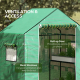 Outsunny Replacement PE Greenhouse Cover for 845-511 with Roll-Up Door & Mesh Windows – Green