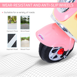 HOMCOM Electric Kids Ride-On Motorbike with Music, Headlight and Storage Box – 3-Wheel Trike, Pink