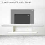 Floating Wall-Mounted TV Unit with Storage Shelves and Cable Management – Media Console, White