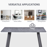 Modern Rectangular Dining Table with Powder-Coated Metal Legs & Adjustable Feet – Seats Four, Dark Grey