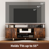 HOMCOM TV Unit Cabinet with 2 Cupboards and Open Shelves – Media Storage for Living Room or Bedroom, Rustic Brown