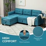 HOMCOM Convertible Modular Sectional Sofa with Built-In Storage – L-Shape Family Seating, Light Blue