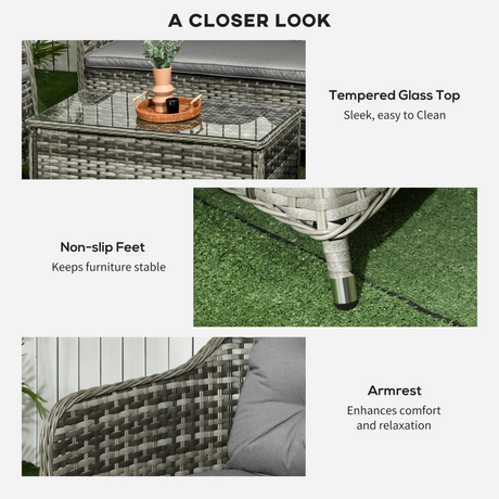 Outsunny grey rattan sofa set on an outdoor patio