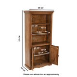 Indian Hub Artwork Solid Mango Wood Large Corner Bookcase with Cupboard – Handcrafted Corner Storage