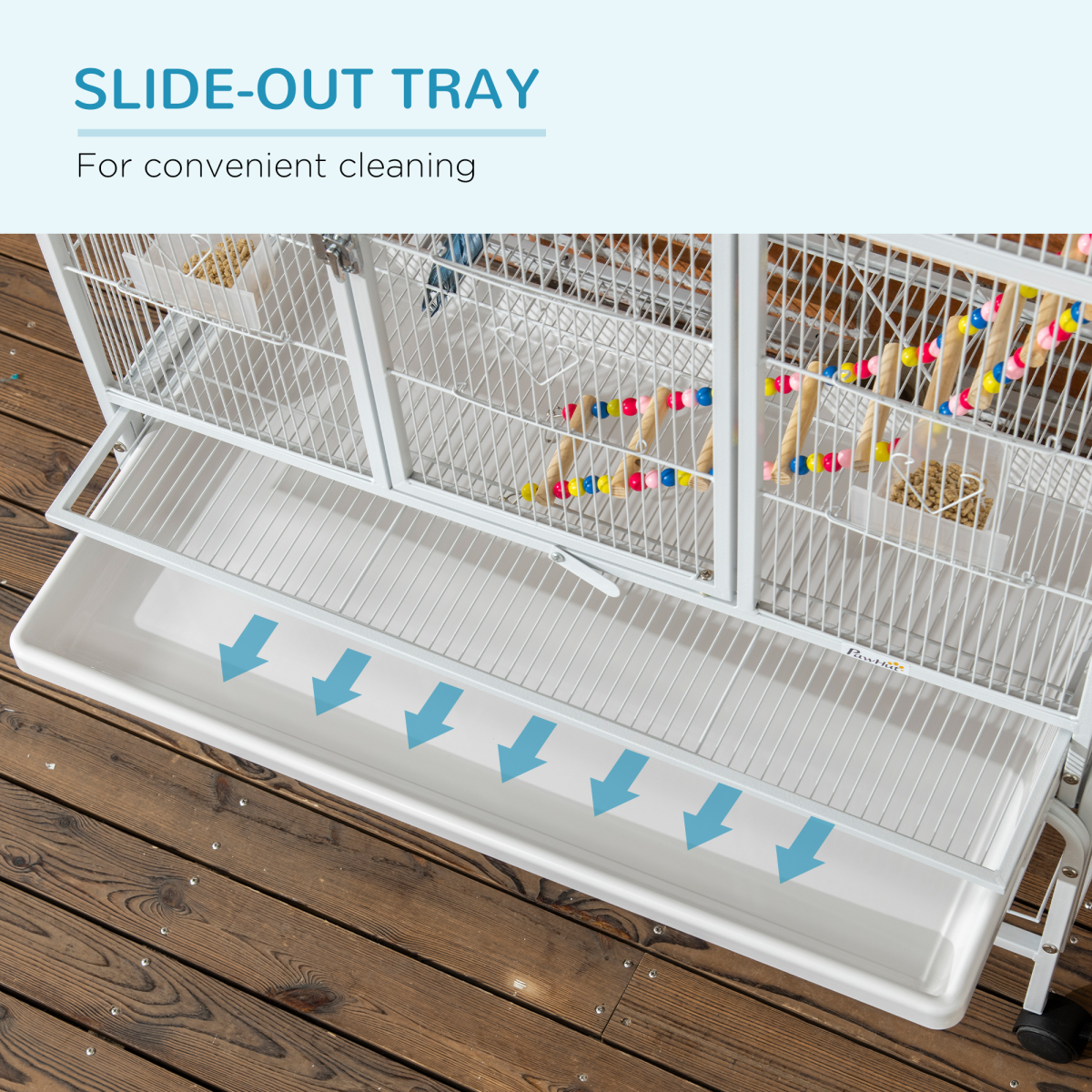 PawHut 3 Tier Bird Cage with Stand, Toys & Wheels – Flight Cage for Canary, Finch, Cockatiel, Parakeet, Budgie