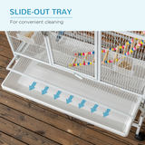 PawHut 3 Tier Bird Cage with Stand, Toys & Wheels – Flight Cage for Canary, Finch, Cockatiel, Parakeet, Budgie