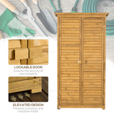 Outsunny Wooden Garden Storage Shed with 3 Shelves, Felt Roof & Lockable Double Doors – Outdoor Tool Cabinet