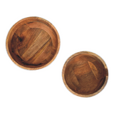 Artisan Furniture Floral Resin Inlay Bowl Set in Solid Mango Wood – Handcrafted Decorative Bowls, Black