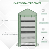 Outsunny 5-Tier Widened Mini Greenhouse with Roll-Up Zipped Door & UV-Resistant Cover – 90 x 49 x 193cm, Green