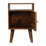 Artisan Furniture Zen 1 Door Bedside Table with Brass Cut-Out Door Front – Art Deco Style, Brown