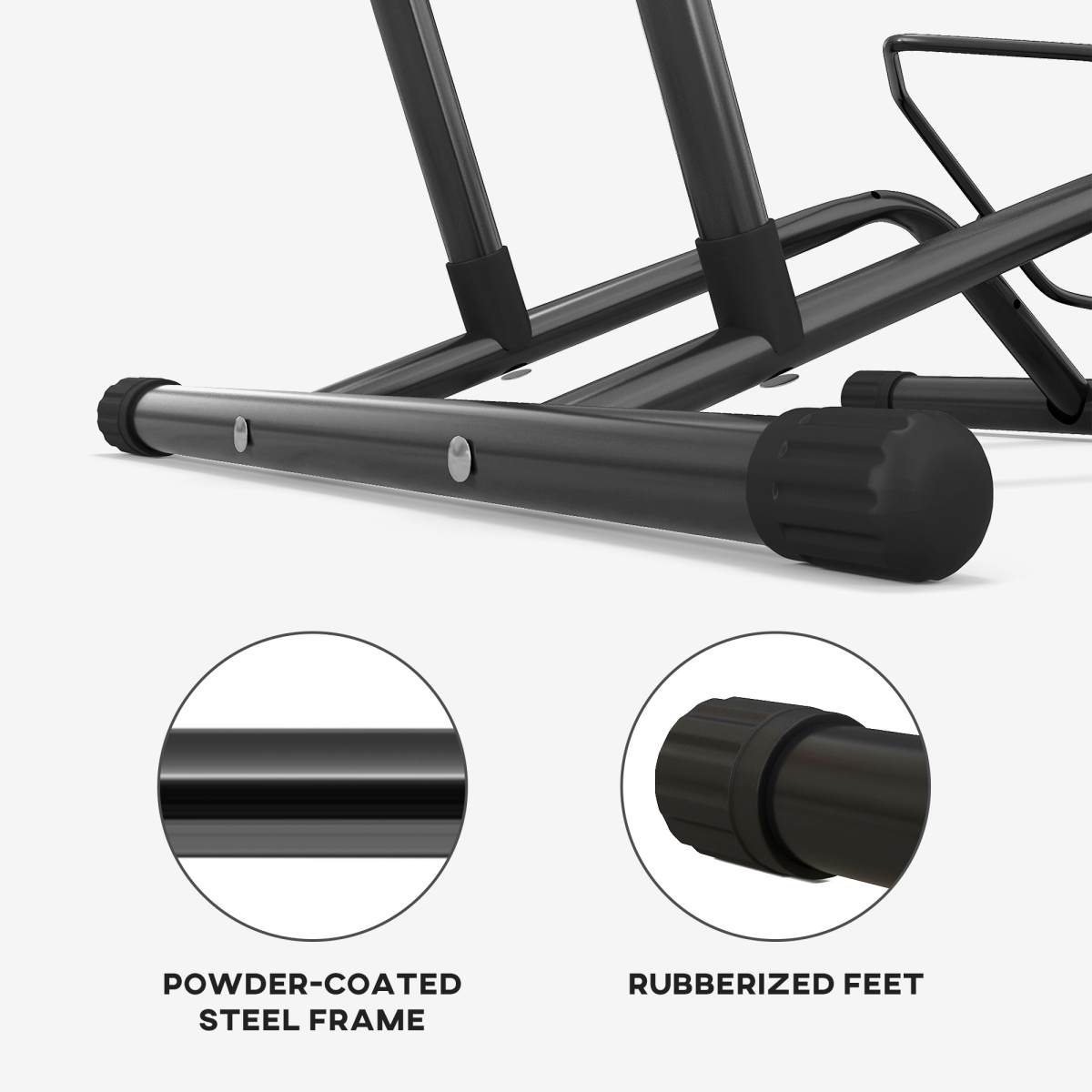 SPORTNOW Bike Stand Floor Storage Rack with Automatic Lock – Indoor Garage Bicycle Parking, Black