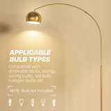 HOMCOM Arc Floor Lamp for Living Room, Free Standing Tall Lamp, Gold Tone