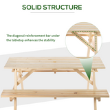 Outsunny 4-Seater Wooden Picnic Table Set with Parasol Cutout, Hand-Finished Fir Wood – Pub-Style Seating
