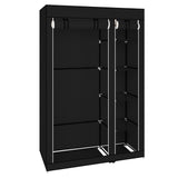 Portable Fabric Wardrobe with Hanging Rail and 6 Shelves – Zipped Dustproof Cover, 106 x 44 x 170cm, Black