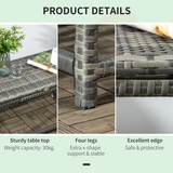 Outsunny Outdoor Coffee Table with Steel Frame & Woven Rattan-Effect Top – Garden Side Table, Grey