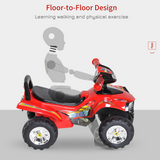 HOMCOM Kids Ride-On Quad Bike with LED Light, Horn and Music – Foot-Powered Toddler Ride-On, Red
