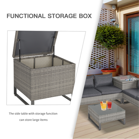 Outsunny Rattan Conservatory Sofa Set square table view