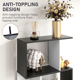HOMCOM 5-Tier S-Shaped Bookcase – Open-Back Display Shelving and Room Divider, Black