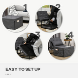 HOMCOM 4-in-1 Folding Sleeper Chair Bed with Pillow & Side Pockets – Space-Saving Spare Bed, Charcoal