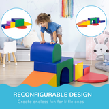 HOMCOM 7-Piece Kids Foam Soft Play Set with Climbing Shapes – Toddler Playroom Climber