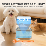 PawHut 3.2L Stainless Steel Cat Water Fountain with Filtration, LED Water Level Window and Quiet Pump