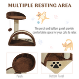 PawHut Cat Tree with Sisal Scratching Posts & Fun Ball Toy – Cosy Play and Rest Tower for Kittens, Brown