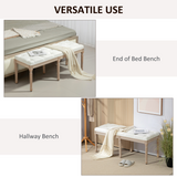 HOMCOM Upholstered End of Bed Bench – French Vintage Style, Button Tufted, Cream White