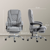 Heated Massage Office Chair with Footrest & Remote – 6-Point Vibration, Lumbar Heat, Grey Velvet