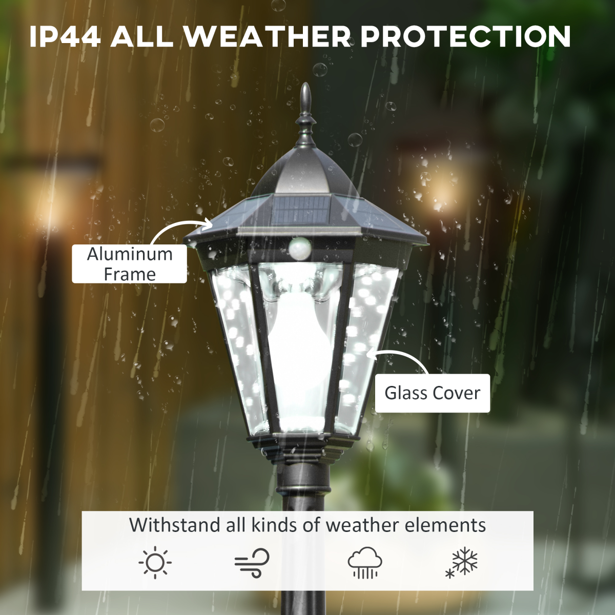 Outsunny 2.4m Solar Garden Lamp Post with Dusk-to-Dawn Sensor, IP44 Aluminium Frame – Patio Path Light
