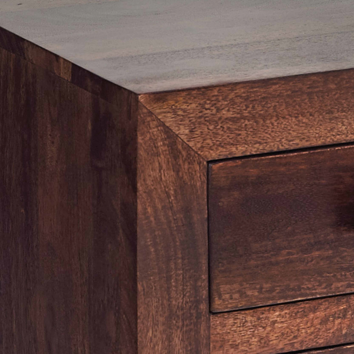 Toko Dark Mango Wood Large Sideboard with Cupboard & Drawer Storage – Contemporary Dining Room Furniture