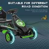 Kids Pedal Go Kart with Adjustable Seat, Handbrake & Rubber Wheels – Ride-On for Ages 5–12, Green and Black