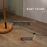 HOMCOM Floor Lamp with 350° Rotating Lampshade, Footswitch and LED Bulb Included – Metal Frame, Brown
